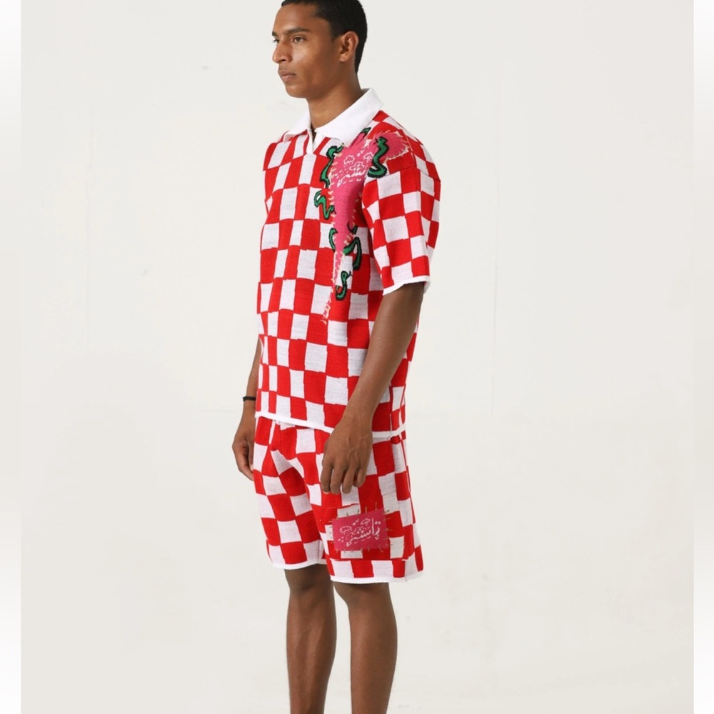 Rastah Intermission 8 Red Checkerboard Knit Matching Set XL / M Streetwear